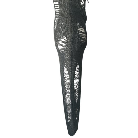 Jaded London Laddered Knit Bandeau Dress in Grey 0 New Womens Maxi Asymmetric - Picture 9 of 17